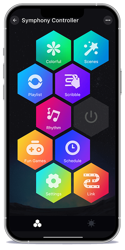 Loco Lighting smartphone app interface showing light controls